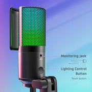FIFINE K669 PRO2 Conedenser RGB USB Microphone , Black