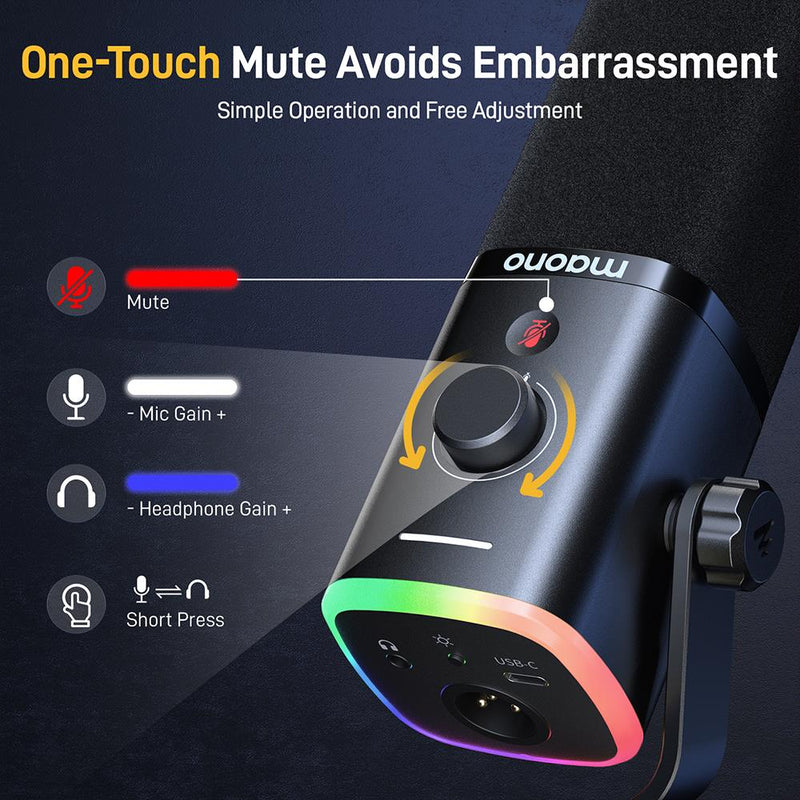 MAONO PD100X Dynamic RGB USB/XLR Microphone, black