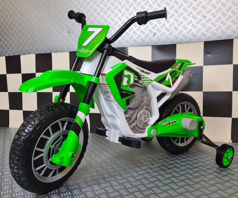 Motocross 12V elmotorcykel til børn – grøn