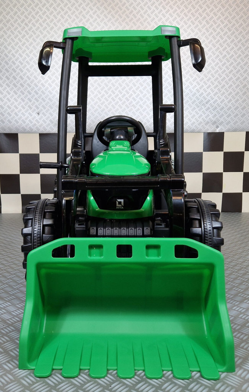 Børnetraktor 24V med anhænger – grøn