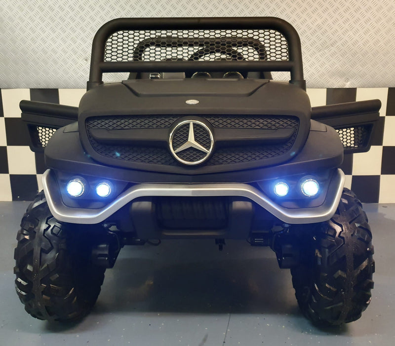 Mercedes-Benz Unimog 12V elbil til børn med firehjulstræk – 2 personer, mat sort
