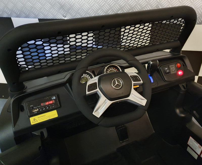 Mercedes-Benz Unimog 12V elbil til børn med firehjulstræk – 2 personer, mat sort