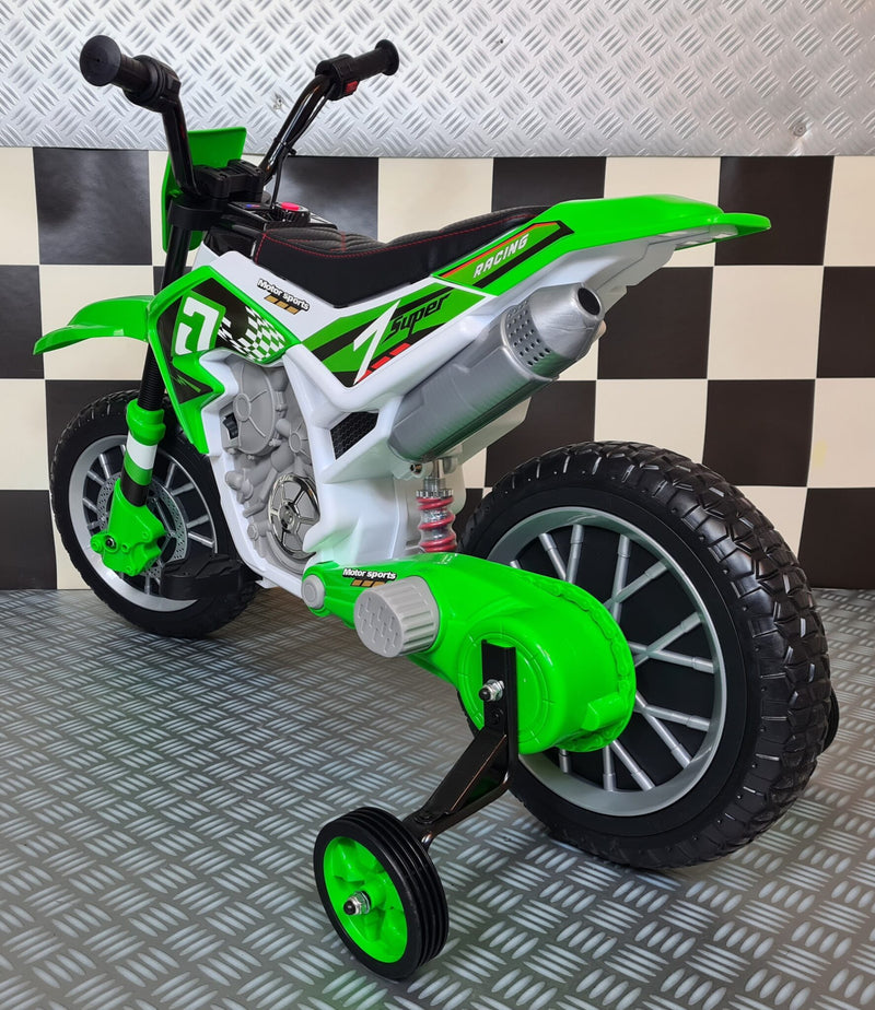 Motocross 12V elmotorcykel til børn – grøn