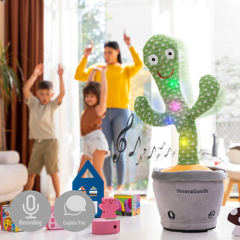 Genopladelig dansende og talende kaktus med musik og multifarvede LED-lys Cacxi InnovaGoods