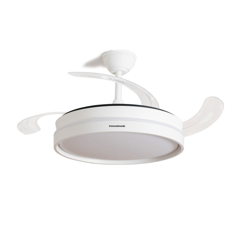 Loftventilator med lys InnovaGoods, lydsvag, indtrækkelige blade, 6 hastigheder, 3 tilstande, fjernbetjening (Refurbished B)