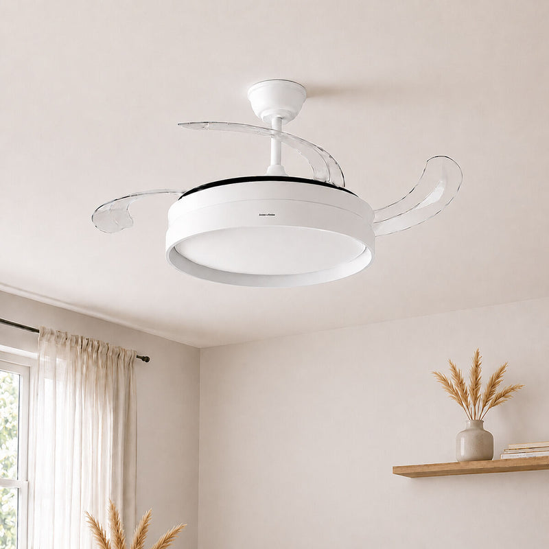 Loftventilator med lys InnovaGoods, lydsvag, indtrækkelige blade, 6 hastigheder, 3 tilstande, fjernbetjening (Refurbished B)