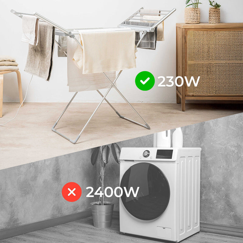 Sammenklappelig elektrisk tørrestativ med vinger, touchskærm, timer og temperaturkontrol InnovaGoods 230 W 20 Stænger9 (Refurbis (Refurbished B)