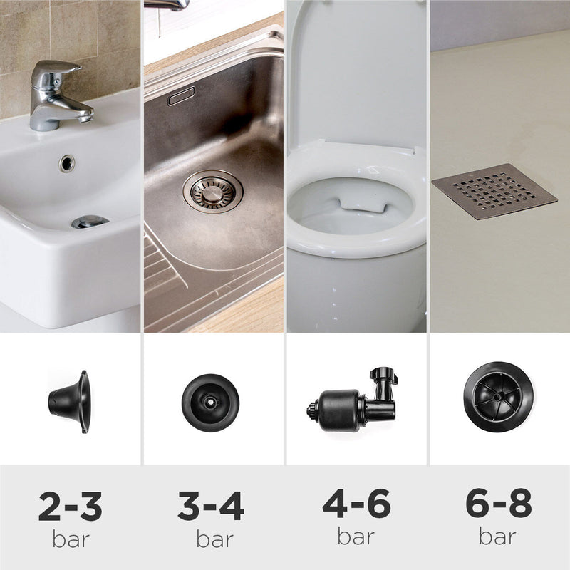 Højtryks trykluftsopløser med tilbehør og 5-i-1 manometer Jetpro InnovaGoods