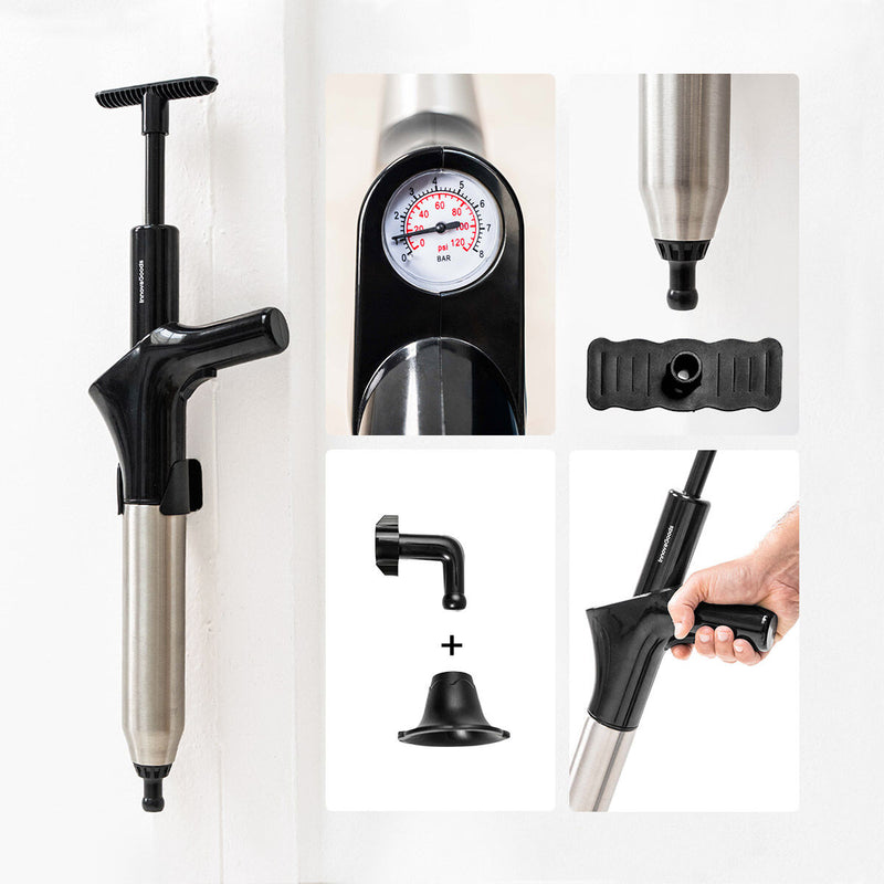 Højtryks trykluftsopløser med tilbehør og 5-i-1 manometer Jetpro InnovaGoods