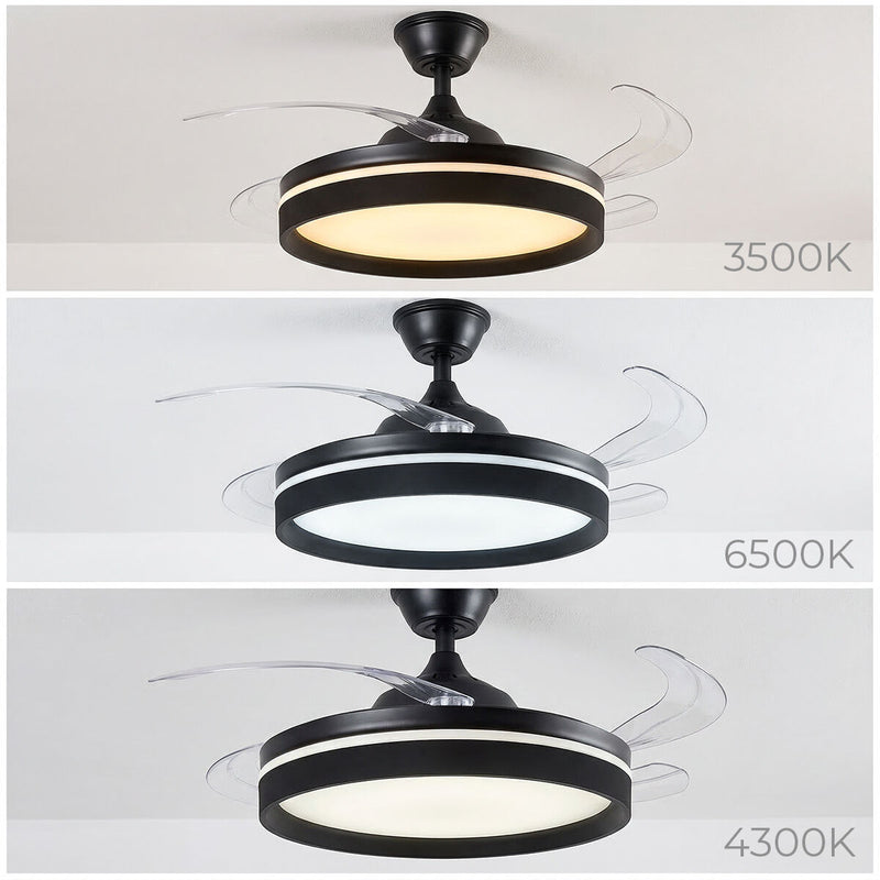 Loftventilator med LED-lys, 4 sammenklappelige vinger og fjernbetjening InnovaGoods