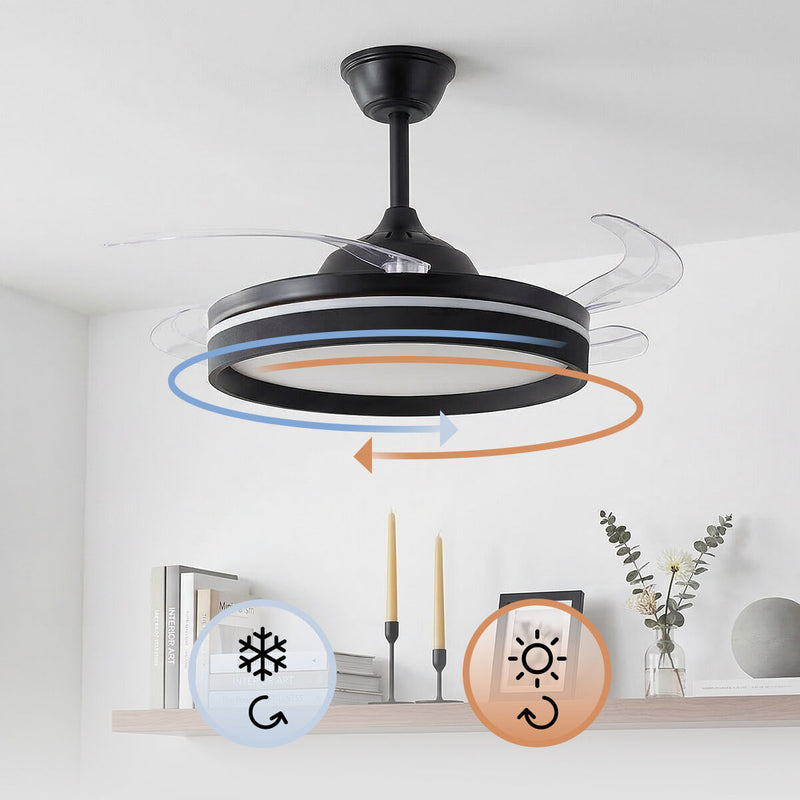 Loftventilator med LED-lys, 4 sammenklappelige vinger og fjernbetjening InnovaGoods