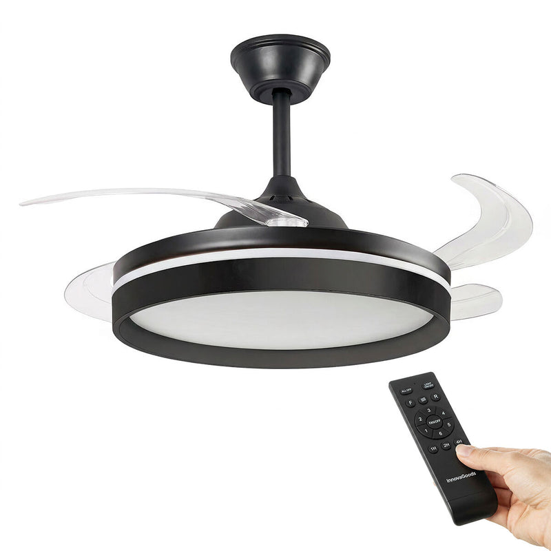Loftventilator med LED-lys, 4 sammenklappelige vinger og fjernbetjening InnovaGoods