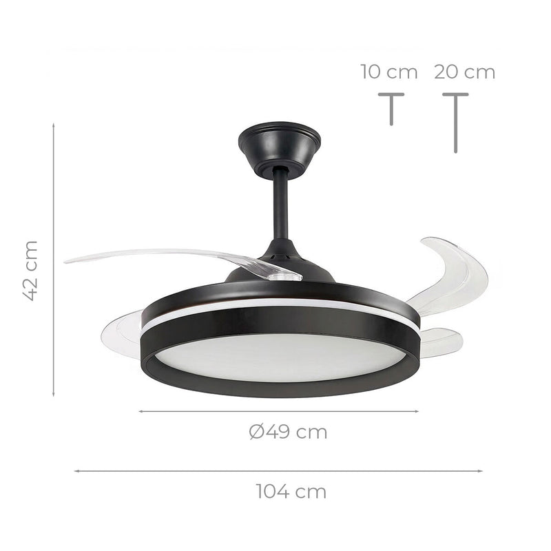 Loftventilator med LED-lys, 4 sammenklappelige vinger og fjernbetjening InnovaGoods