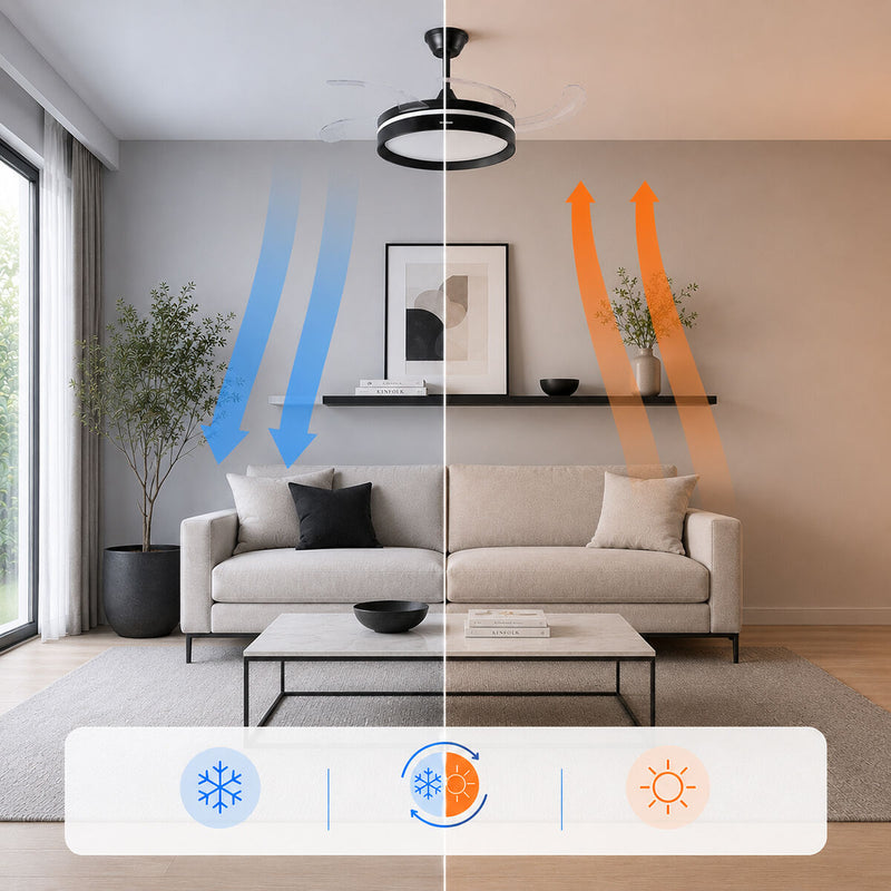 Loftventilator med LED-lys, 4 sammenklappelige vinger og fjernbetjening InnovaGoods