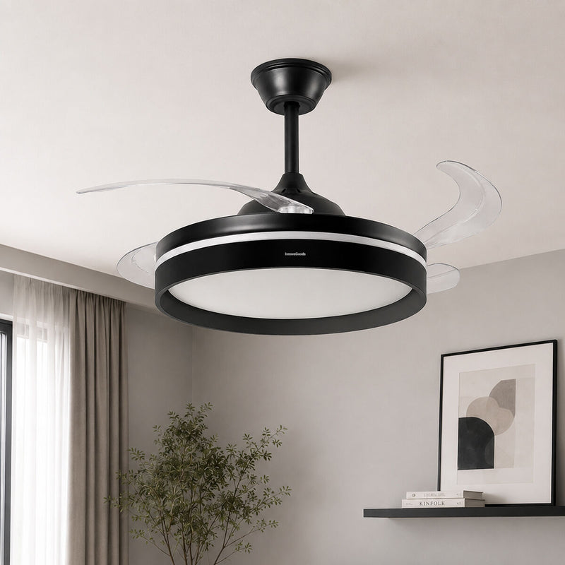 Loftventilator med LED-lys, 4 sammenklappelige vinger og fjernbetjening InnovaGoods