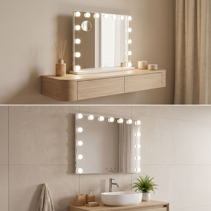 Makeupspejl med LED Hollywood Glimma Deluxe InnovaGoods 15 Elpærer