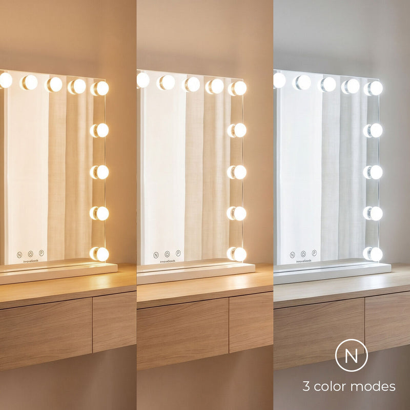 Makeupspejl med LED Hollywood Glimma Deluxe InnovaGoods 15 Elpærer