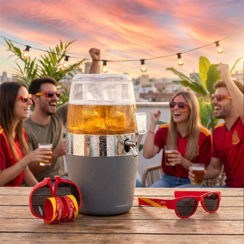Pak Øldispenser med køler InnovaGoods og 2 sammenrullelige solbriller Sunfold Spain Red