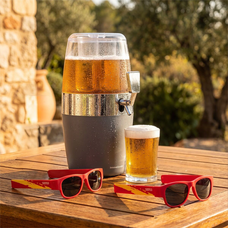 Pak Øldispenser med køler InnovaGoods og 2 sammenrullelige solbriller Sunfold Spain Red