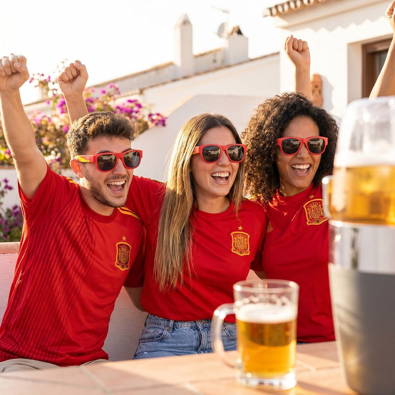 Pak Øldispenser med køler InnovaGoods og 2 sammenrullelige solbriller Sunfold Spain Red