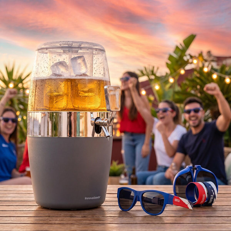 Pak køledispenser til øl InnovaGoods og 2 sammenrullelige solbriller Sunfold France