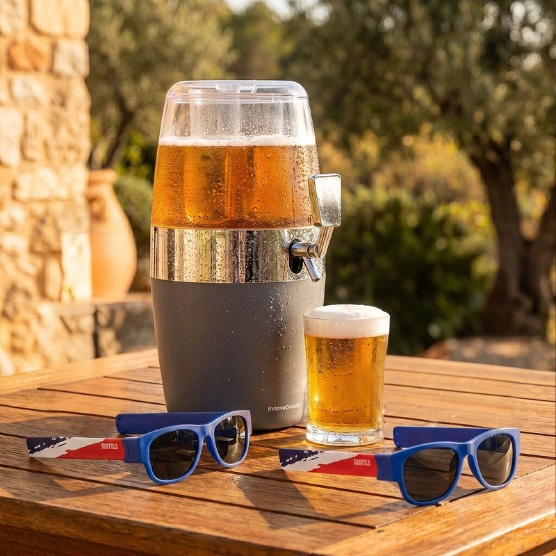 Pak køledispenser til øl InnovaGoods og 2 sammenrullelige solbriller Sunfold France