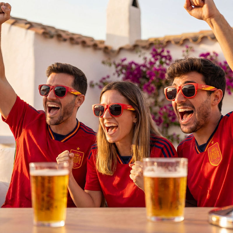 Sæt Køle-Øldispenser InnovaGoods og 2 Sammenrullelige Solbriller Sunfold Spain Red