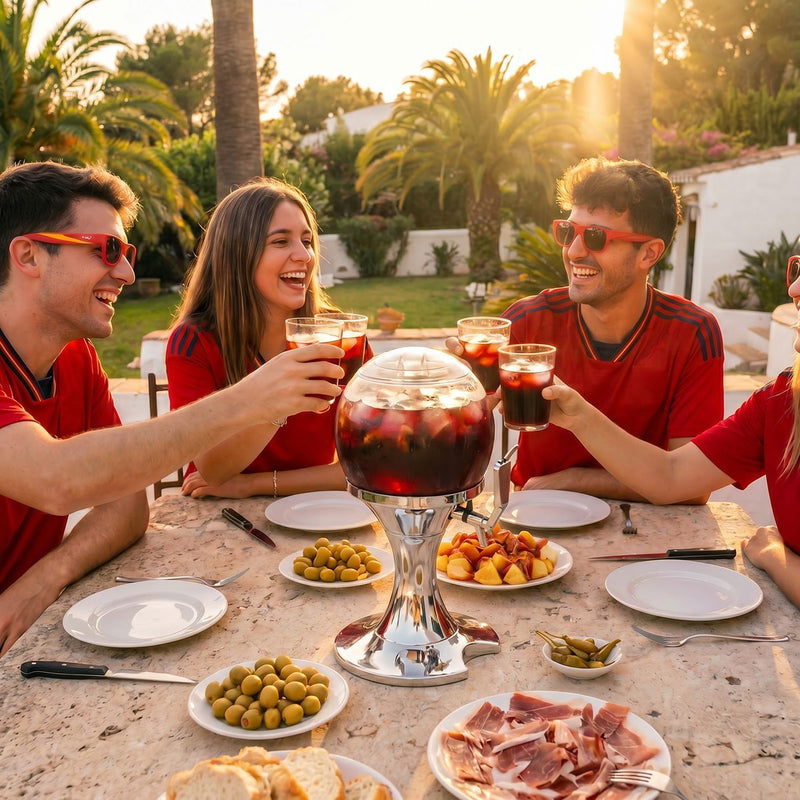Sæt Køle-Øldispenser InnovaGoods og 2 Sammenrullelige Solbriller Sunfold Spain Red