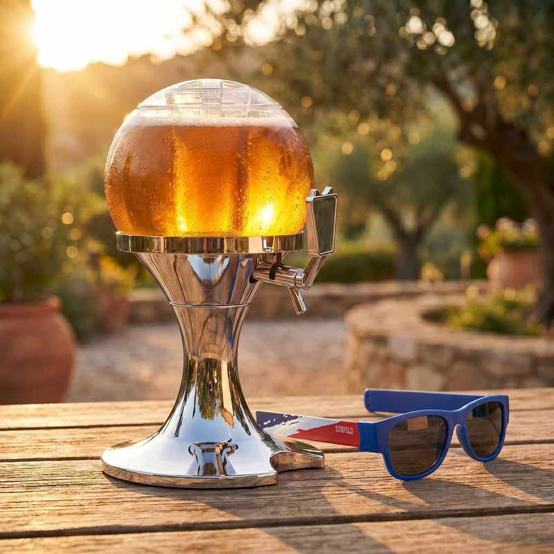 Sæt Køledispenser til Øl InnovaGoods og 2 Sammenrullelige Solbriller Sunfold France